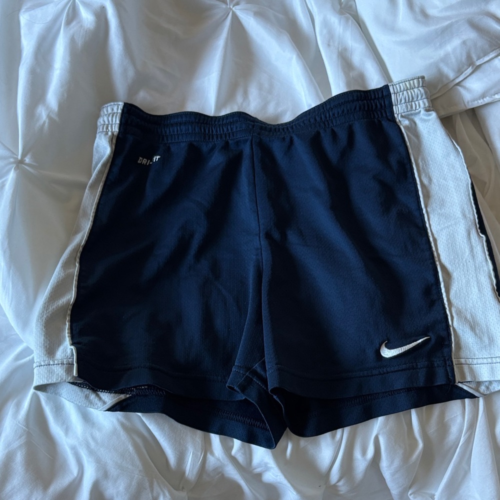 Nike Women's Dark Blue and White Athletic Shorts